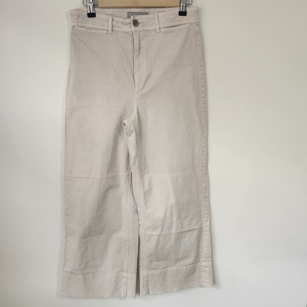 Everlane Wide Leg Cropped Pants Womens Size 6 Cream Ivory Organic Cotton